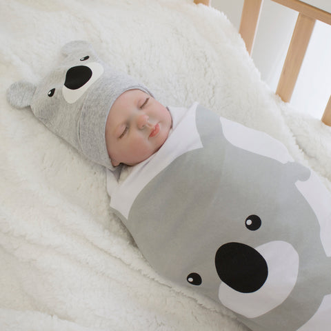 Koala Stretchie Swaddle & Beanie Set