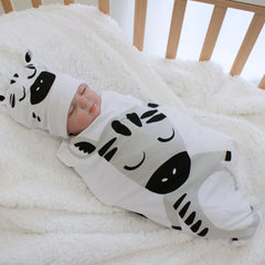 Zebra Stretchie Swaddle & Beanie Set