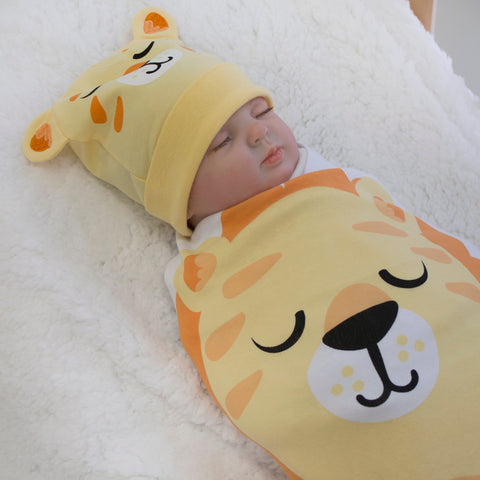 Lion Stretchie Swaddle & Beanie Set