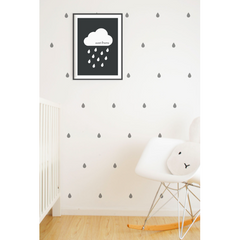 Wall Vinyl Stickers - Grey Raindrops
