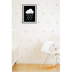Wall Vinyl Stickers - Gold Lightning Bolts