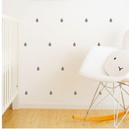 Wall Vinyl Stickers - Grey Raindrops