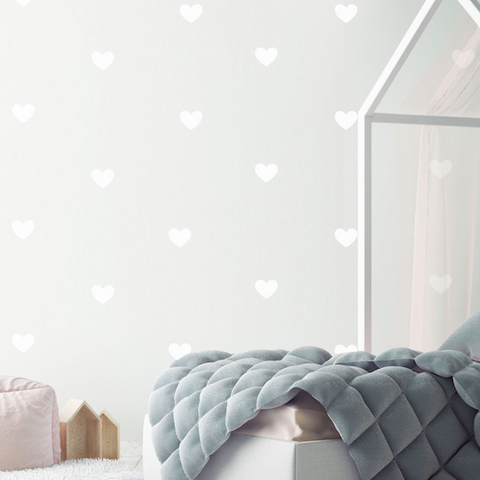 Wall Vinyl Stickers - White Hearts